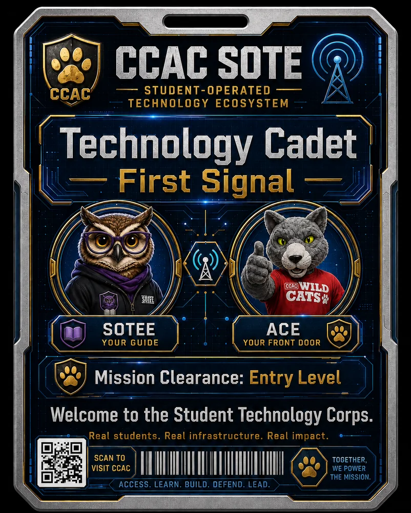 Technology Cadet First Signal badge artwork